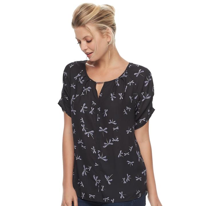 Women's Apt. 9&reg; Pleat Neck Top, Size: Xxl, Black