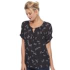 Women's Apt. 9&reg; Pleat Neck Top, Size: Xxl, Black