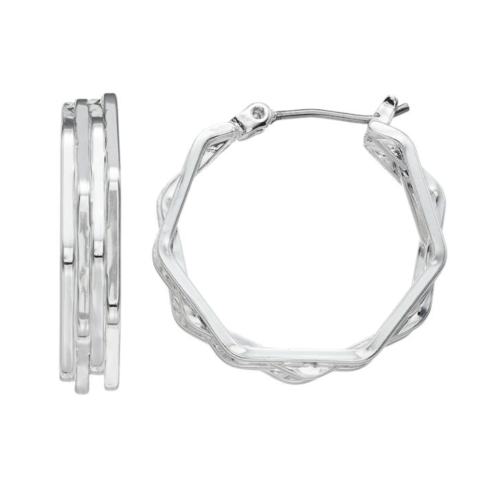 Napier Medium Silver Hoop Earring, Women's