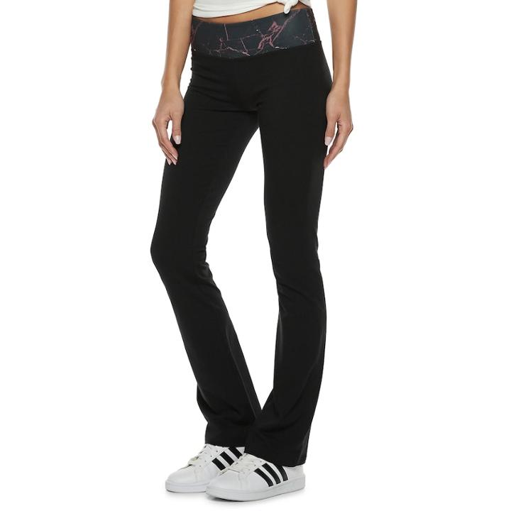 Juniors' So&reg; Mid-rise Print-waist Skinny Bootcut Yoga Pants, Teens, Size: Small, Oxford