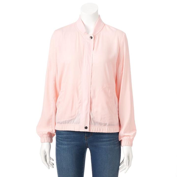 Women's Juicy Couture Pink Satin Bomber Jacket, Size: Large