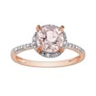 10k Rose Gold Morganite And Diamond Accent Ring, Women's, Size: 5, Pink