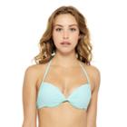 Juniors' Hot Water Twist-front Push-up Halter Bikini Top, Size: Large, Light Blue