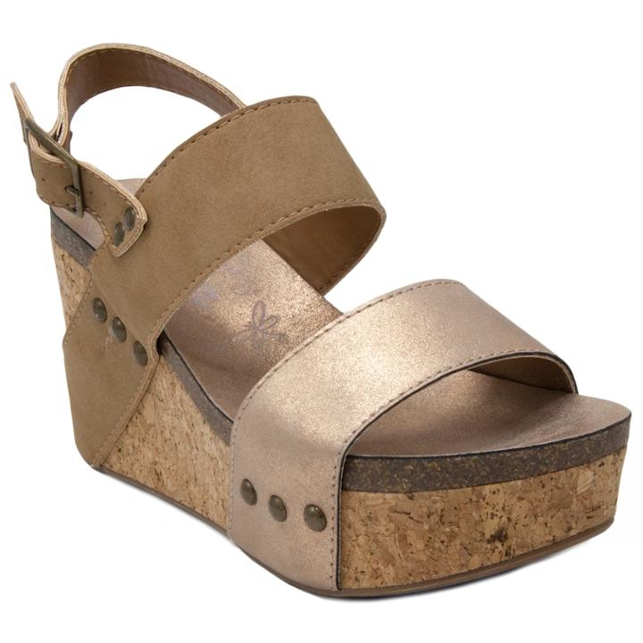 Sugar Jeffrey Women's Platform Wedge Sandals, Size: Medium (7.5), Beig/green (beig/khaki)