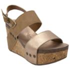 Sugar Jeffrey Women's Platform Wedge Sandals, Size: Medium (7.5), Beig/green (beig/khaki)