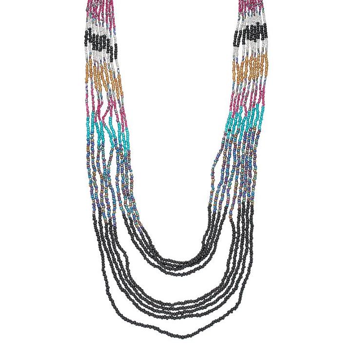 Mudd&reg; Long Seed Bead Multi Strand Necklace, Women's, Multicolor