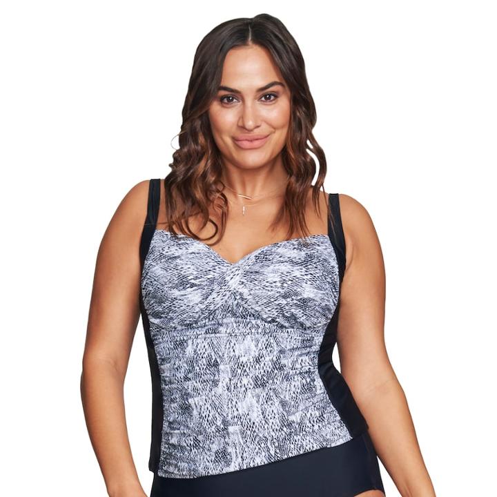 Plus Size Mazu Swim Ruched Snakeskin Tankini Top, Women's, Size: 22 W, Black
