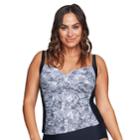 Plus Size Mazu Swim Ruched Snakeskin Tankini Top, Women's, Size: 22 W, Black