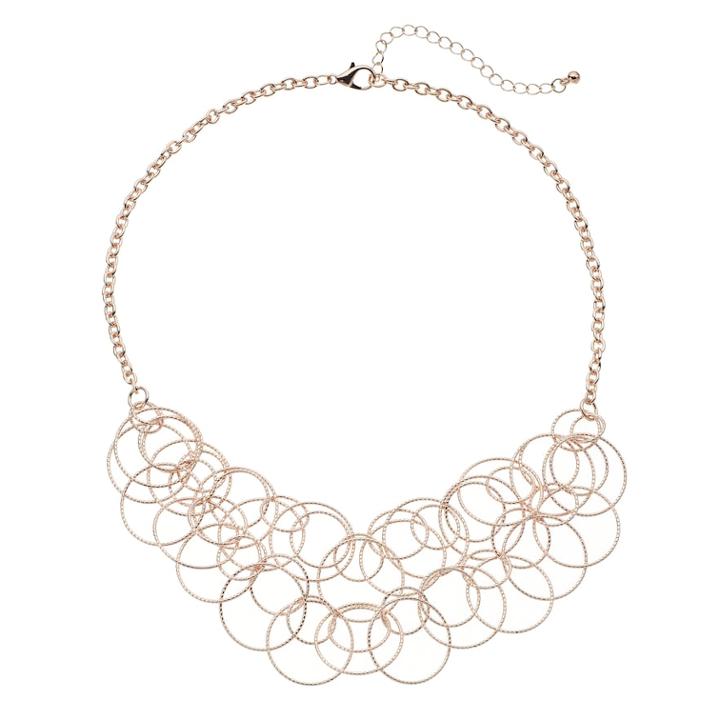 Textured Circle Statement Necklace, Women's, Light Pink