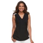 Women's Croft & Barrow&reg; Pintuck Crochet-trim Tank, Size: Large, Black