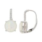 Sterling Silver Lab-created White Opal & Cubic Zirconia Drop Earrings, Women's