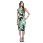 Women's Indication Printed Scuba Midi Dress, Size: 14, Turquoise/blue (turq/aqua)
