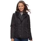 Juniors' Sebby Fleece Bib Hooded Quilted Jacket, Teens, Size: Small, Black