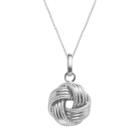 14k White Gold Textured Love Knot Pendant, Size: 18