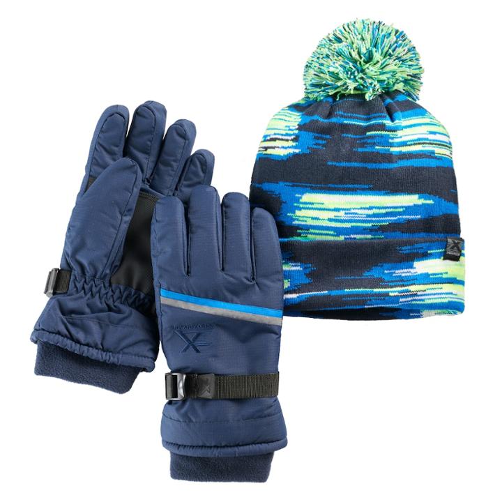 Boys 4-18 Zeroxposur Equinox Hat & Gloves Set, Size: S-m, Blue (navy)