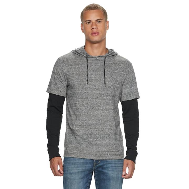 Men's Urban Pipeline&reg; Mock-layered Hoodie, Size: Xl, Med Grey