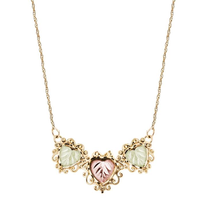 Black Hills Gold Tri-tone Triple Leaf Necklace, Women's, Size: 18, Yellow