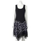 Women's Msk Polka-dot Fit & Flare Dress, Size: Medium, Grey (charcoal)