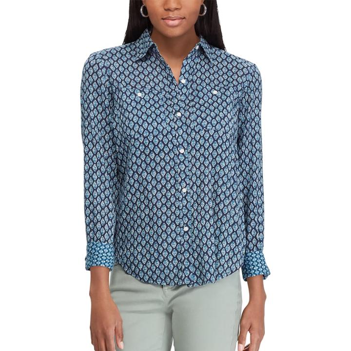 Women's Chaps Star Chambray Shirt, Size: Xl, Blue