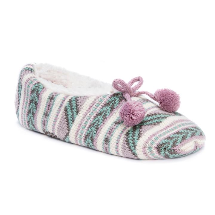 Women's Muk Luks Knit Ballet Slippers, Size: L-xl, Lt Green