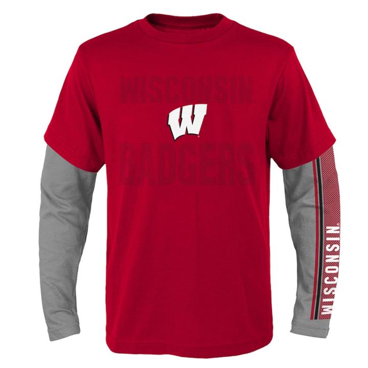 Boys 8-20 Wisconsin Badgers Playmaker Tee Set, Size: M 10-12, Dark Red