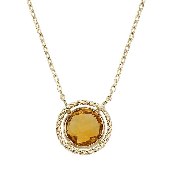 Citrine 14k Gold Necklace, Women's, Size: 17, Yellow