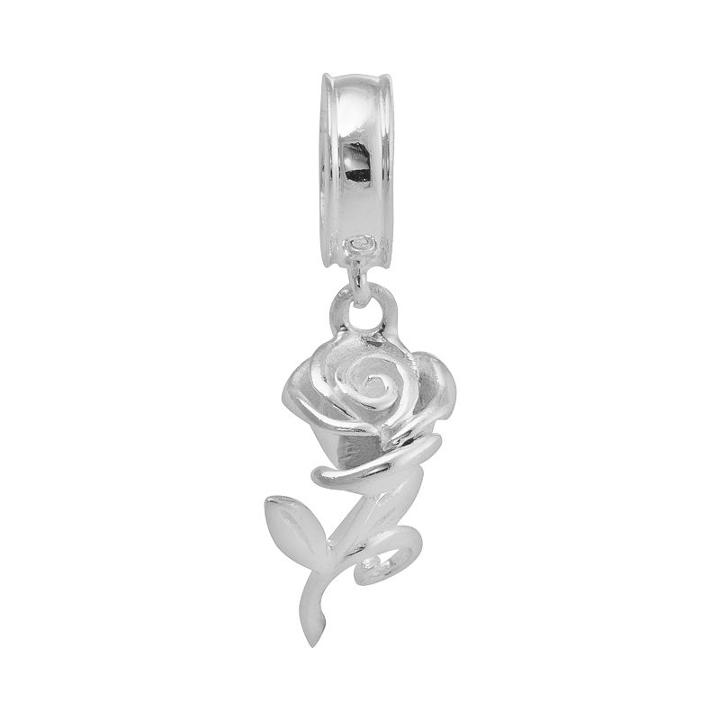 Disney Princess Belle Sterling Silver Enchanted Rose Charm, Women's, Grey
