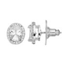 Dana Buchman Cubic Zirconia Oval Halo Nickel Free Stud Earrings, Women's, Silver