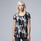 Women's Simply Vera Vera Wang Printed Scoopneck Tee, Size: Xl, Med Grey