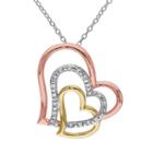 1/10 Carat T.w. Diamond Sterling Silver Tri-tone Heart Pendant, Women's, Size: 18, White