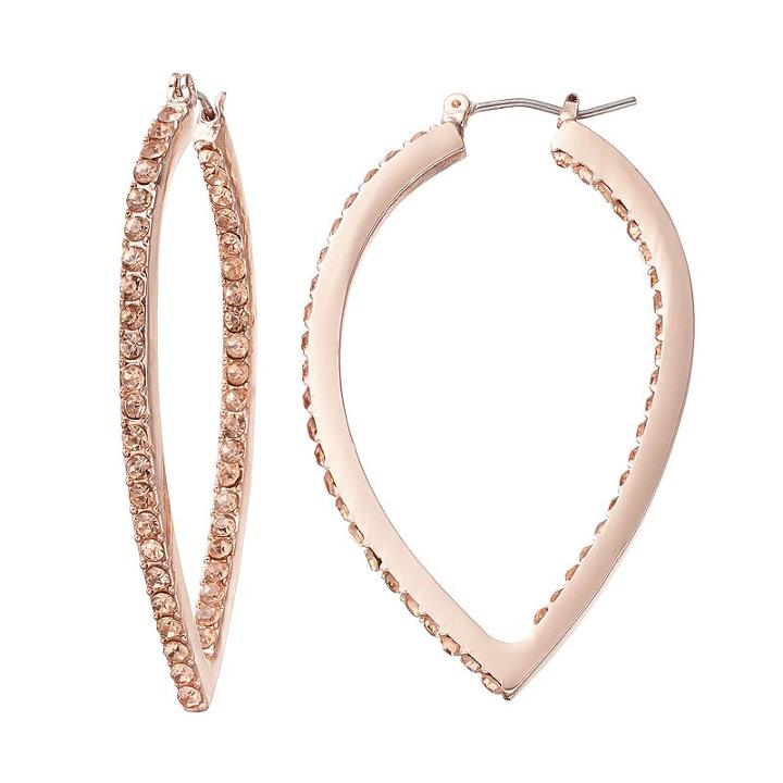 Jennifer Lopez Pink Simulated Crystal Inside Out Teardrop Hoop Earrings, Women's, Light Pink