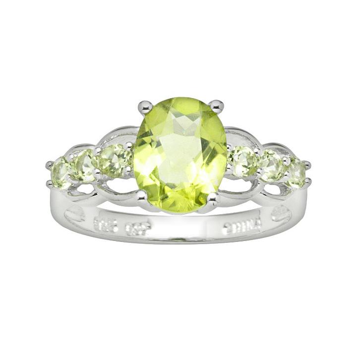 Sterling Silver Peridot Ring, Women's, Size: 7, Green