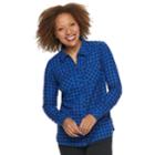 Petite Croft & Barrow&reg; Extra Soft Classic Button-down Shirt, Women's, Size: Xxl Petite, Med Blue