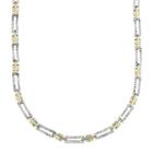 Everlasting Gold 10k Gold Two Tone Textured Rectangle Link Chain Necklace - 17-in, Women's, Size: 17, Yellow