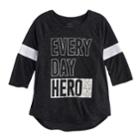 Girls 7-16 & Plus Size So&reg; Striped 3/4-sleeve Graphic Tee, Size: 16 1/2, Black