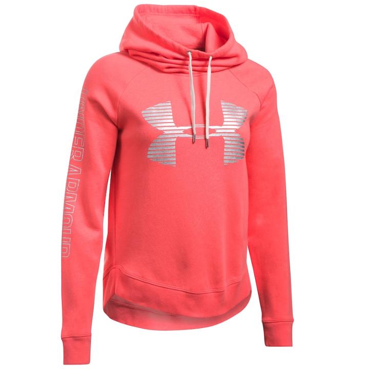 Women's Under Armour Favorite Fleece Metallic Logo Hoodie, Size: Small, Marathon Red