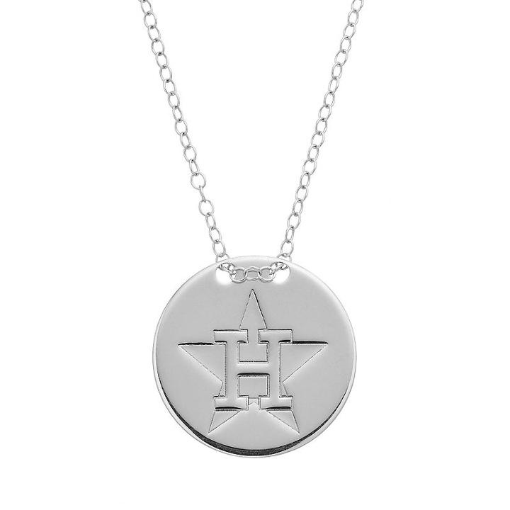 Houston Astros Sterling Silver Disc Pendant Necklace, Women's, Size: 16, Grey