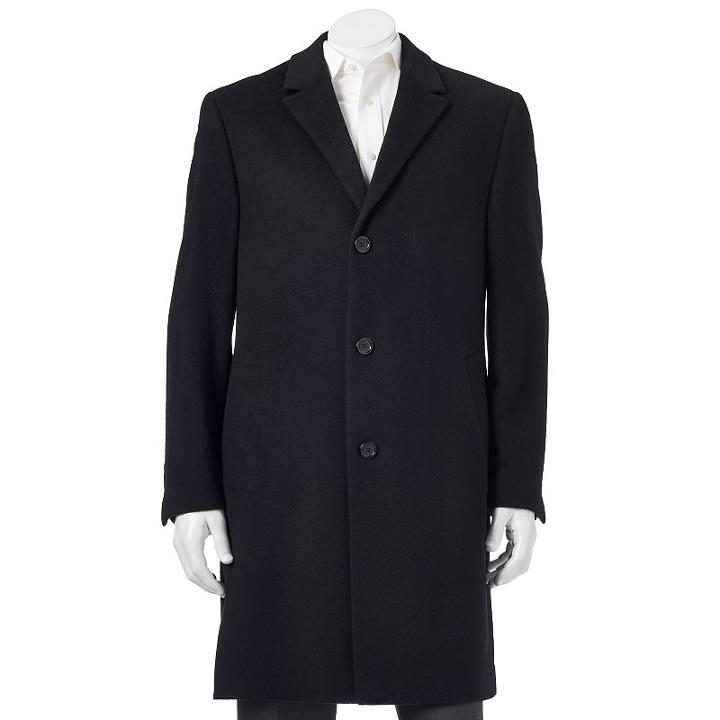 Men's Chaps Classic-fit Wool-blend Coat, Size: 42 - Regular, Black