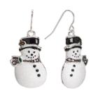 Silver Tone Glitter Snowman Drop Earrings, Women's, Multicolor