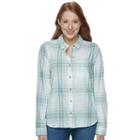 Juniors' So&reg; Pocket Plaid Flannel Shirt, Teens, Size: Large, White