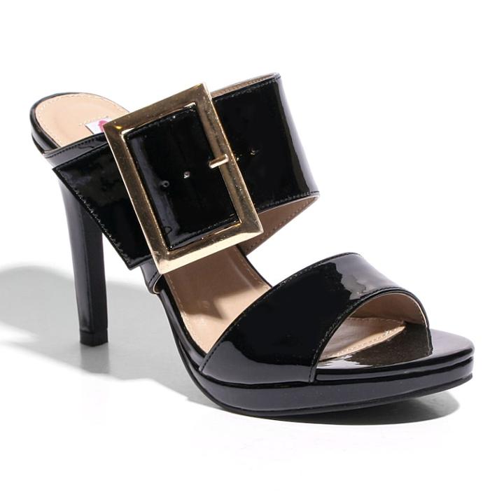 2 Lips Too Too Glaze Women's High Heel Mules, Size: Medium (7.5), Grey (charcoal)