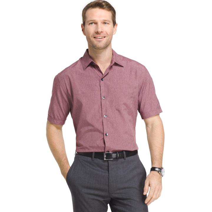Big & Tall Van Heusen Air Wovens Classic-fit Poplin Performance Button-down Shirt, Men's, Size: L Tall, Dark Red