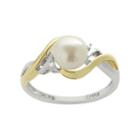 Pearlustre By Imperial Freshwater Cultured Pearl And Diamond Accent 14k Gold Two Tone Ring, Women's, Size: 9, White