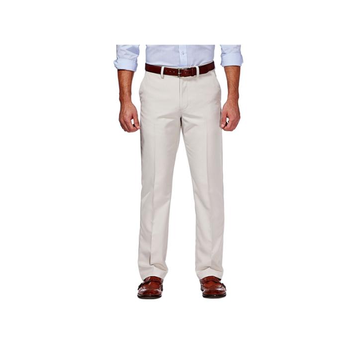 Men's Haggar&reg; Straight-fit Performance Flex-waist Pants, Size: 36x29, Natural