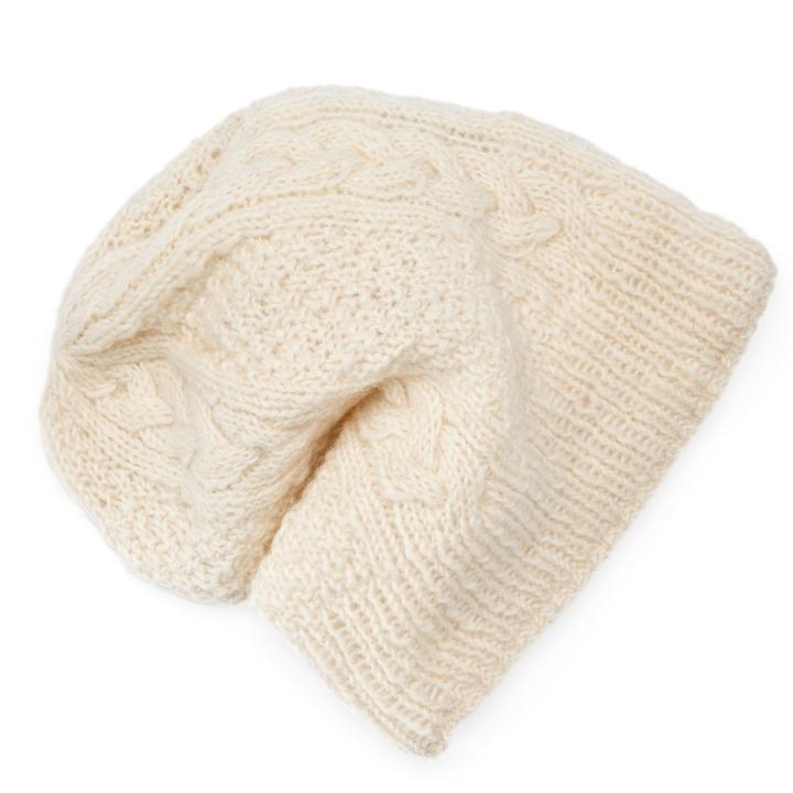 Women's Sijjl Wool Cable-knit Beanie, White