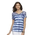 Women's Chaps Lace-yoke Tee, Size: Xs, Blue