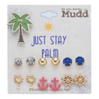 Mudd&reg; Nautical Nickel Free Stud Earring Set With Palm Tree Pin, Women's, Multicolor