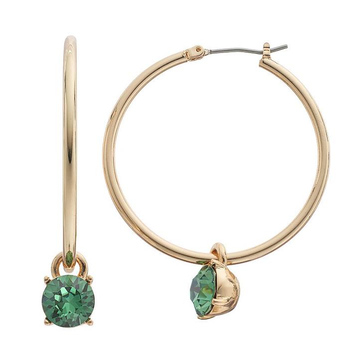 Dana Buchman Stone Drop Nickel Free Hoop Earrings, Women's, Green