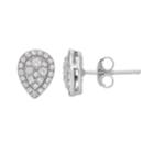 Pure Radiance Lab-created White Sapphire & Diamond Accent Teardrop Cluster Stud Earrings, Women's