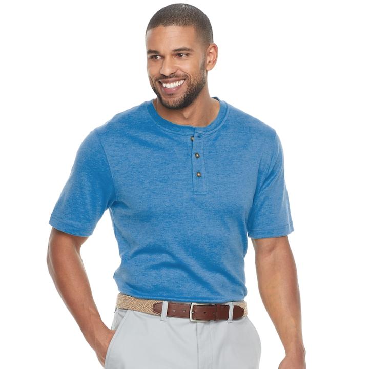 Men's Croft & Barrow&reg; Classic-fit Easy-care Interlock Henley, Size: Large, Med Blue